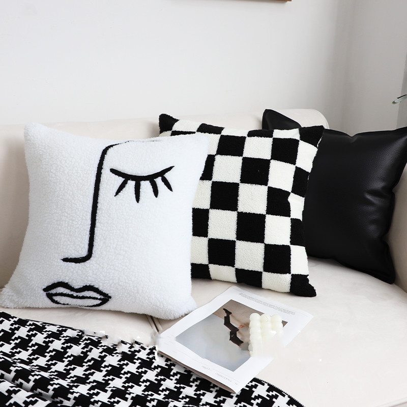 Black & White Checkerboard Pillow